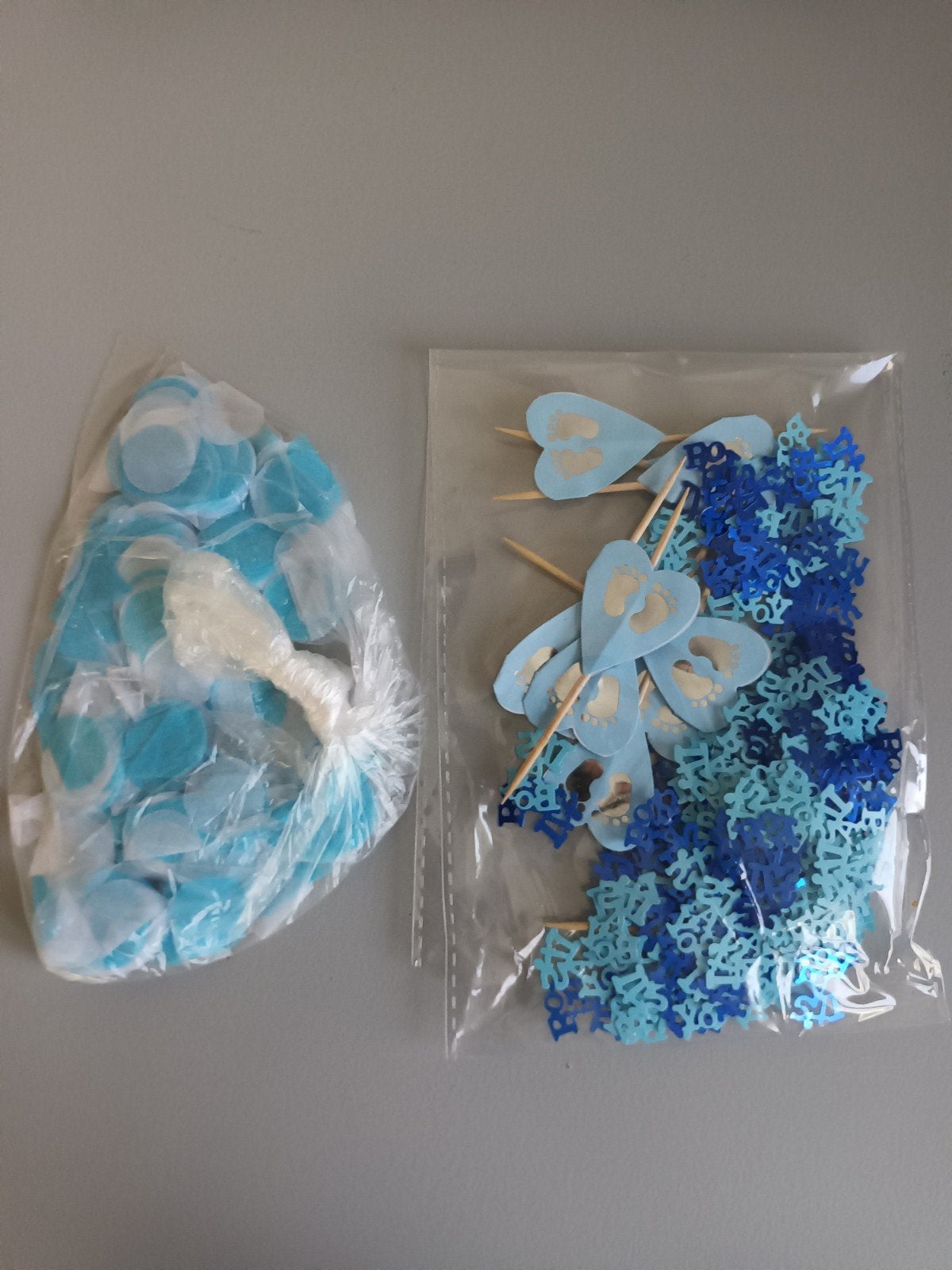 Versiering babyshower gender reveal jongen boy confetti, Ophalen of Verzenden, Zo goed als nieuw, Versiering, Geboorte of Huwelijk
