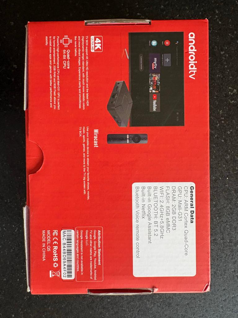 Android TV Box 4K Ultra HD - Smart TV, Audio, Tv en Foto, Mediaspelers, Ophalen of Verzenden, Zo goed als nieuw, HDMI, Minder dan 500 GB