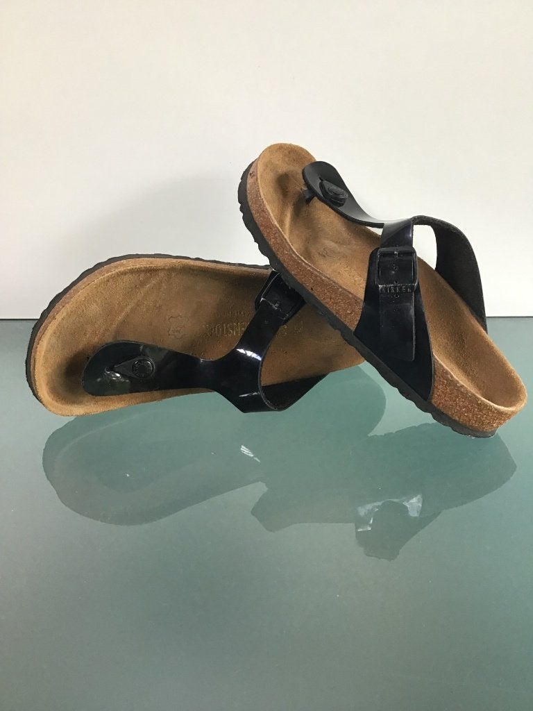 Birkenstock Gizeh zwart 38 | glossy shine | Gratis verzenden, Kleding | Dames, Schoenen, Slippers, Verzenden, Zwart, Zo goed als nieuw