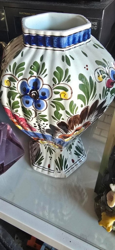 Handgeschilderde Delfts Poly Holland vaas, Ophalen, Gebruikt, Meerkleurig, 25 cm