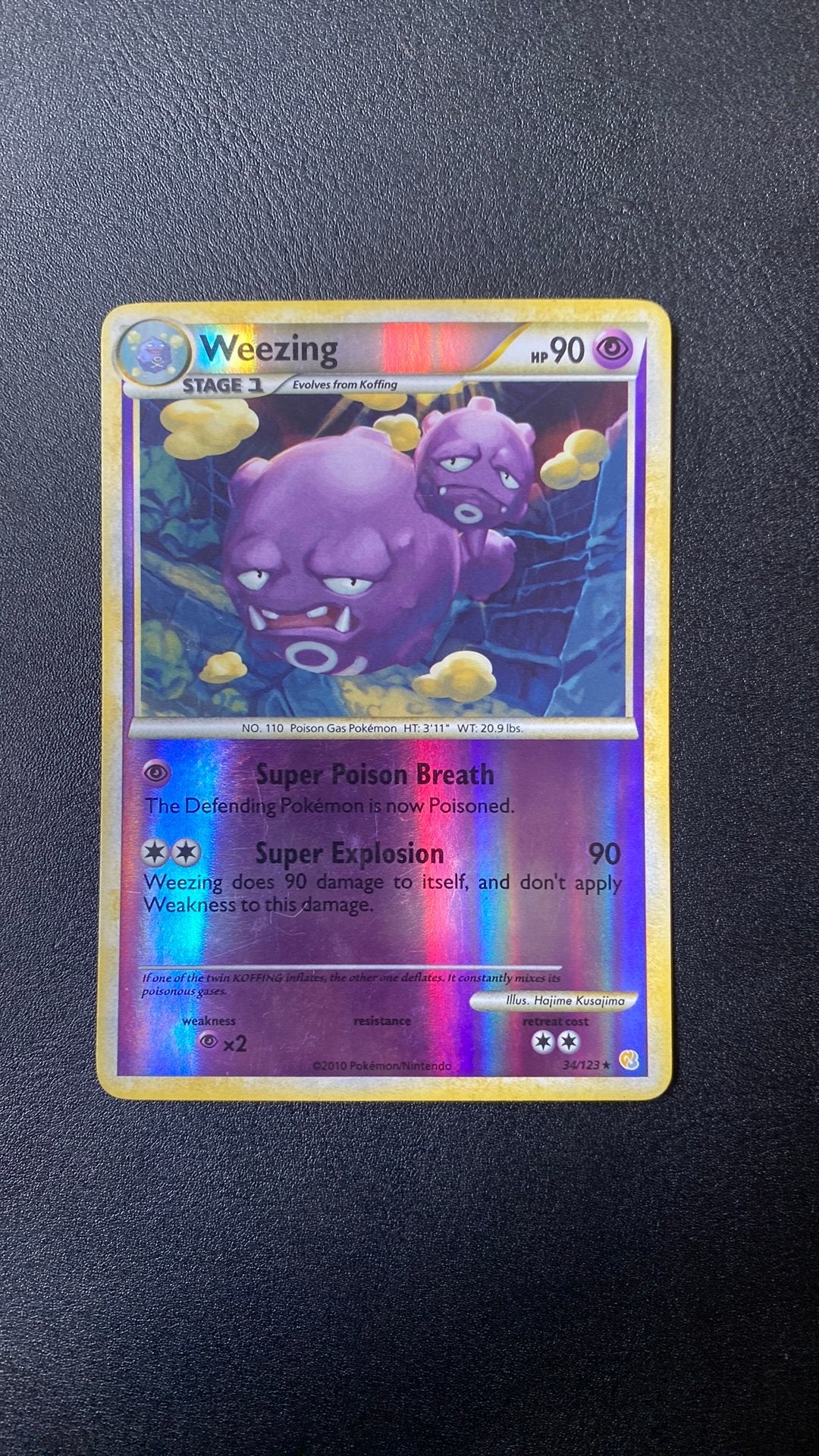 Pokemon weezing 34/123 heartgold soulsilver reverse holo, Ophalen of Verzenden, Gebruikt, Losse kaart