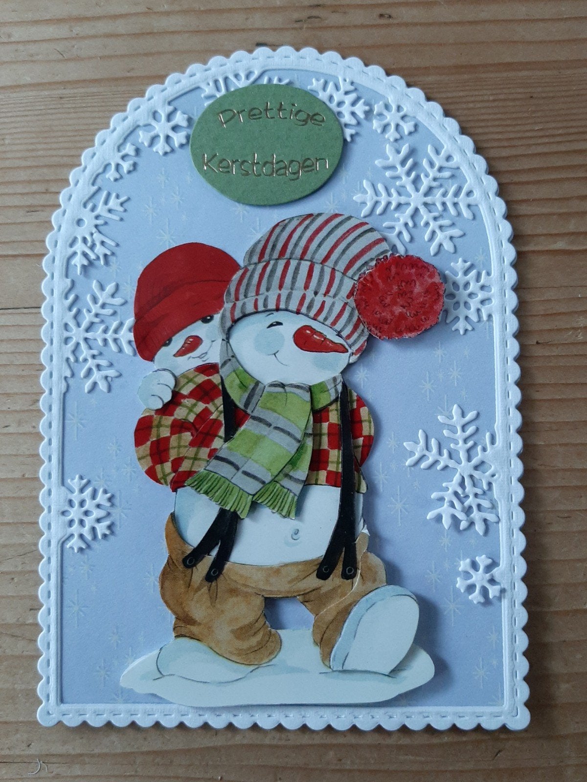 stans kaart opleg met 3d plaatje sneeuwpoppen, Hobby en Vrije tijd, Kaarten | Zelf maken, Ophalen of Verzenden, Nieuw, Overige thema's
