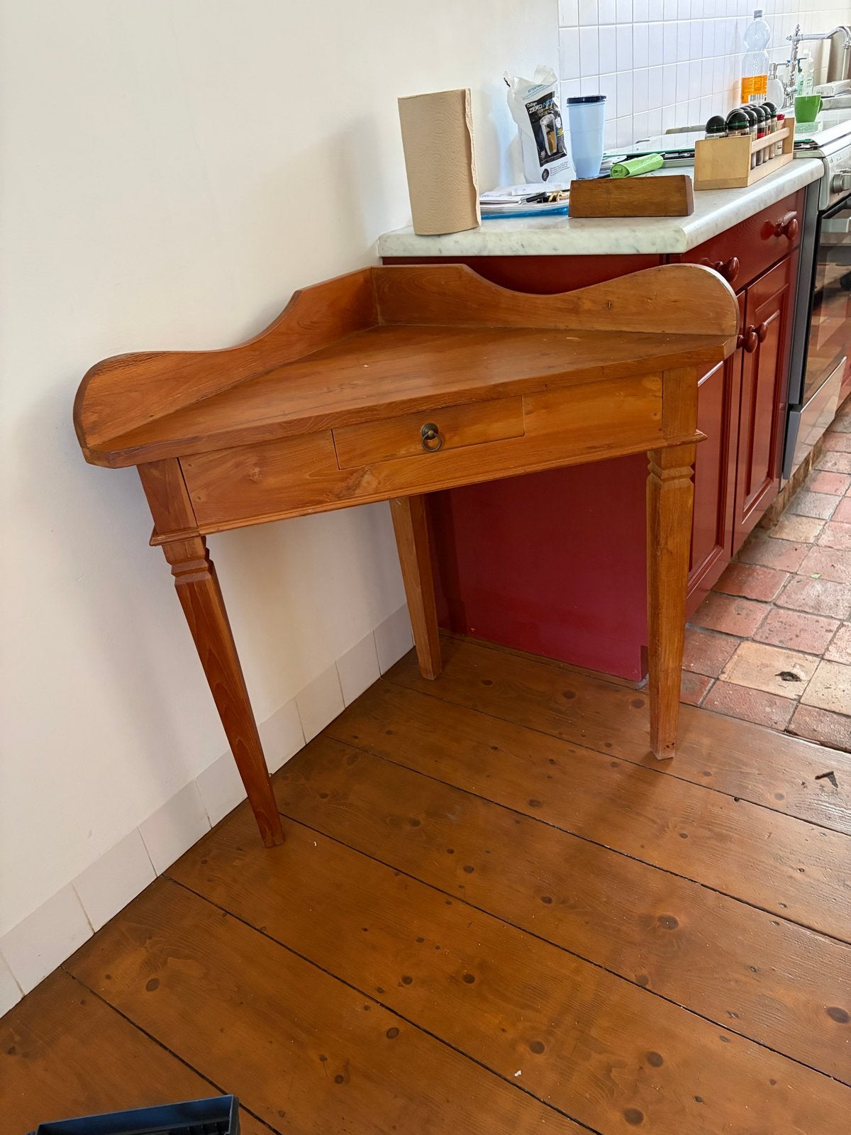 Hoektafel 69x69 met lade, Antiek en Kunst, Ophalen