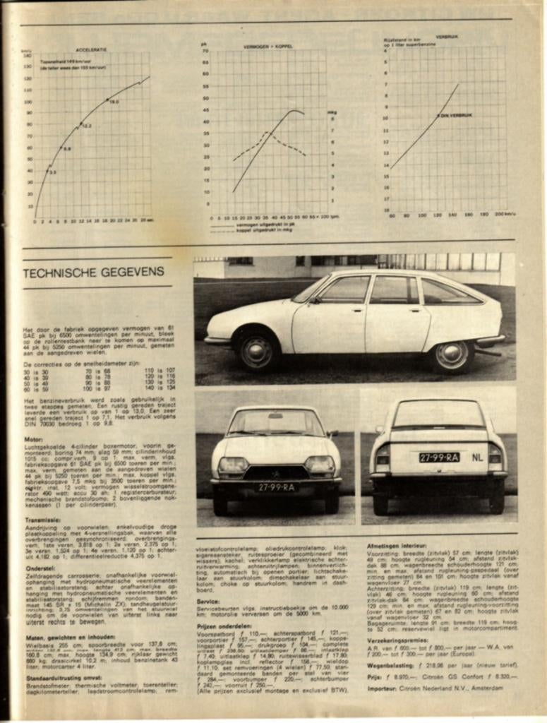 Autovisie test Citroen GS Club 1971, Ophalen of Verzenden, Gelezen, Citroën