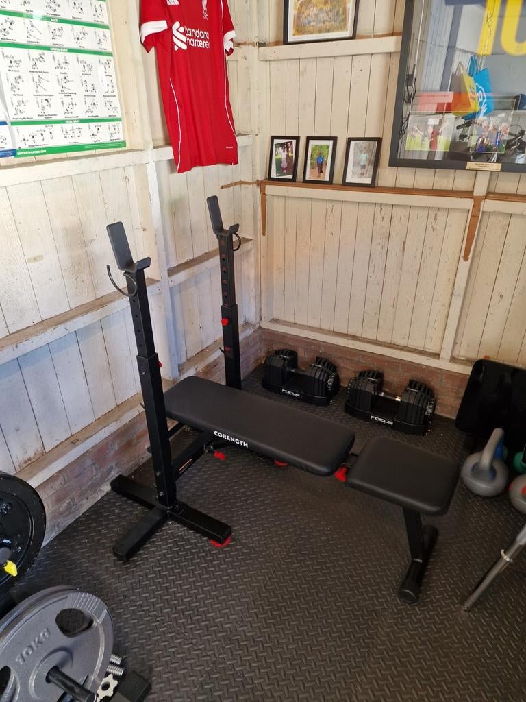 Corength Fitnessbank met haltersteunen, Sport en Fitness, Ophalen, Zo goed als nieuw, Rug, Fitnessbank