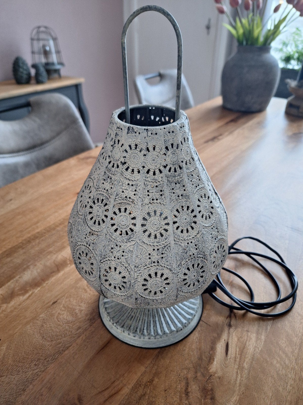 Leuk metalen tafellampje zgan, Ophalen, Zo goed als nieuw