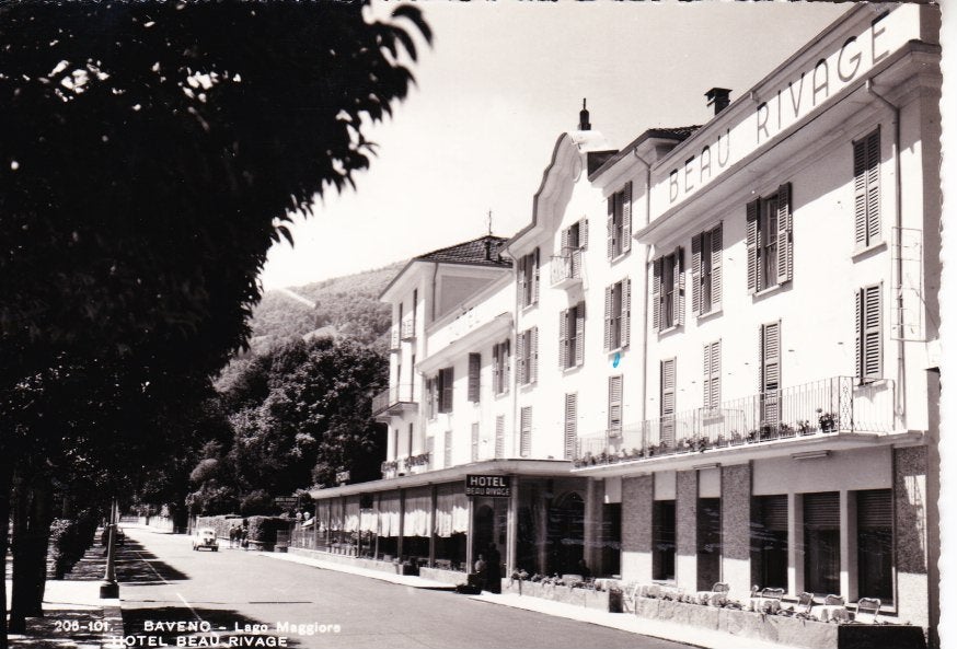 BAVENO - Hotel Beau-Rivage, Lago Maggiore. 12-08, Ophalen of Verzenden, 1940 tot 1960, Ongelopen, Italië