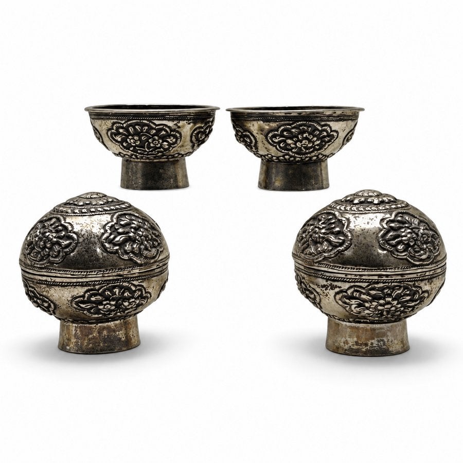 19e eeuwse betelnootdoosjes + schaaltjes,, Ophalen of Verzenden, Zilver