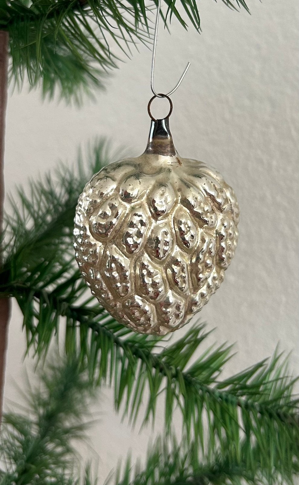 Antieke kerstbal, hart, Ophalen of Verzenden, Zo goed als nieuw