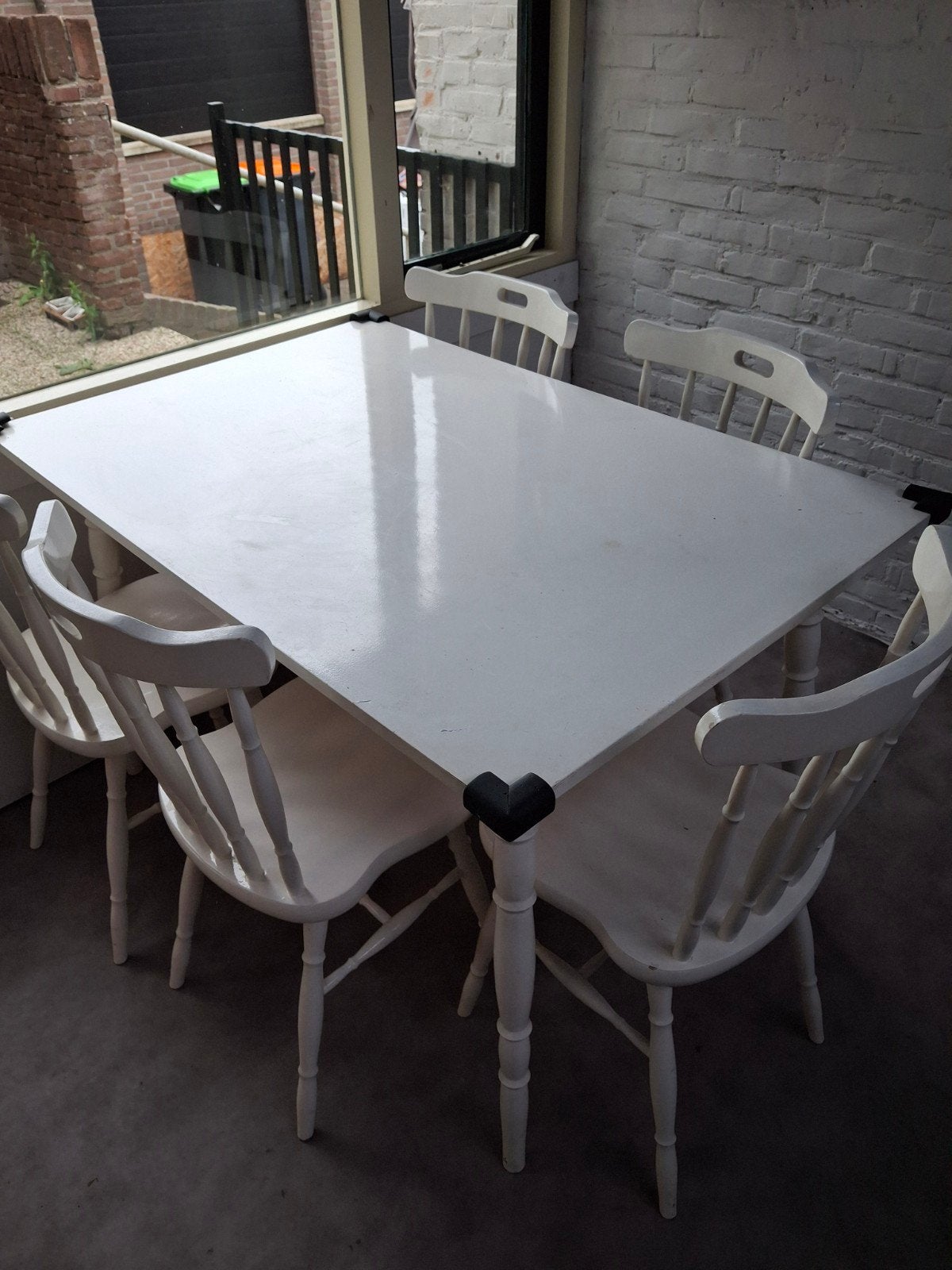 Eethoek vijf stoelen, Huis en Inrichting, Tafels | Eettafels, Ophalen, Rechthoekig, 200 cm of meer, 50 tot 100 cm