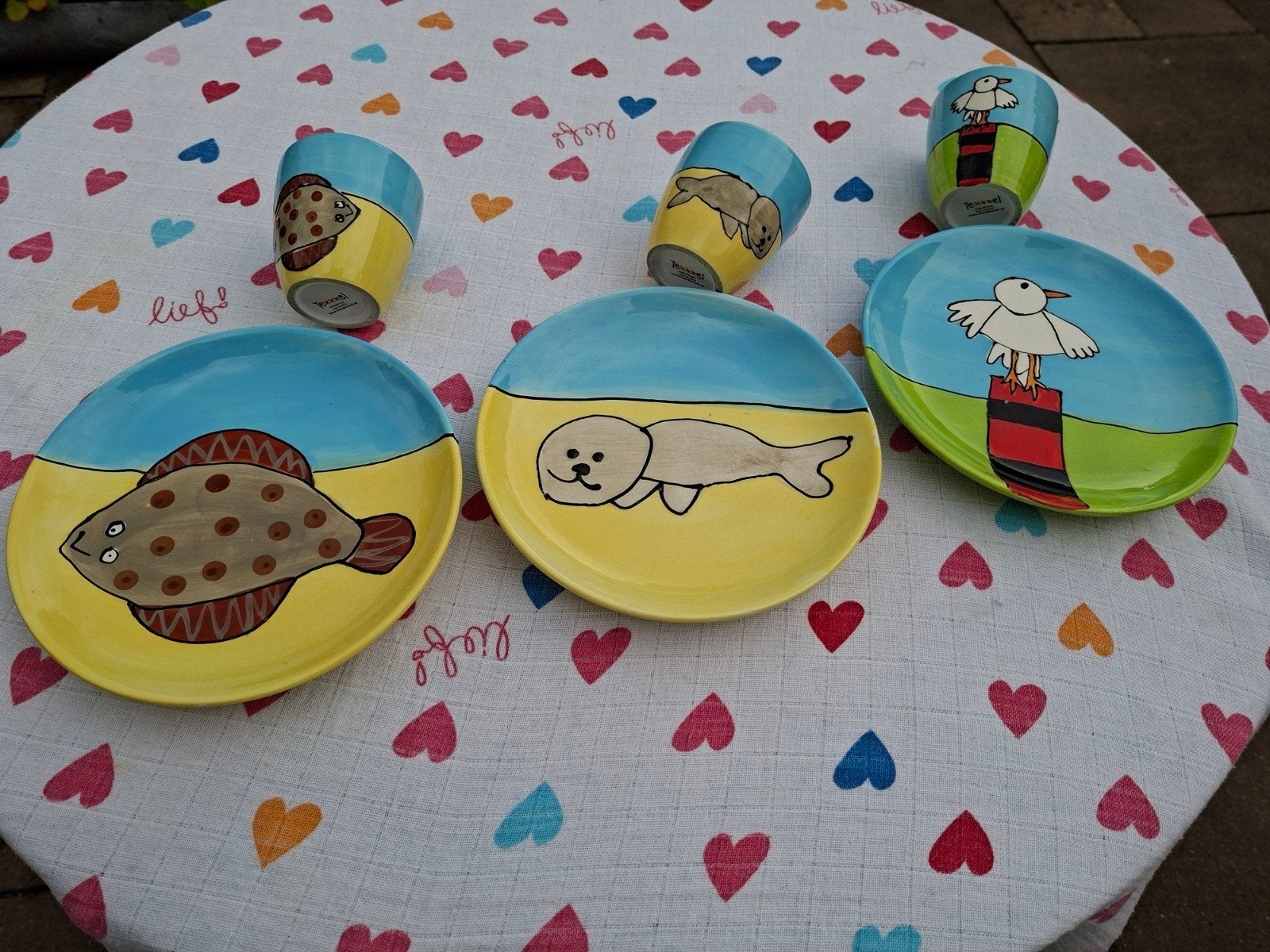 Vrolijk kinderservies van Texel met de wadden dieren., Ophalen, Gebruikt, Overige stijlen