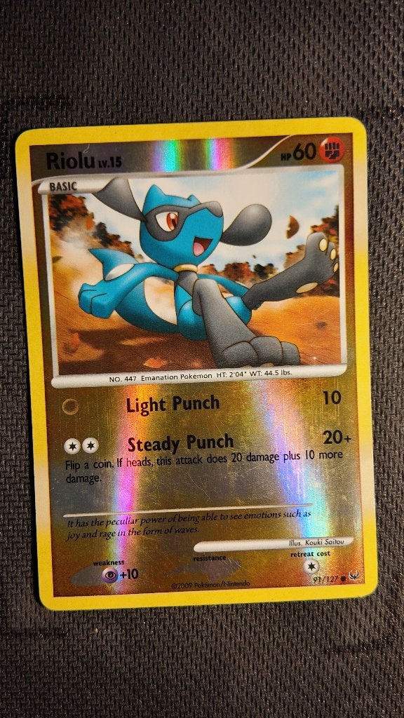 Riolu 91 Platinum | Pokemon kaart, Ophalen, Zo goed als nieuw, Losse kaart, Foil