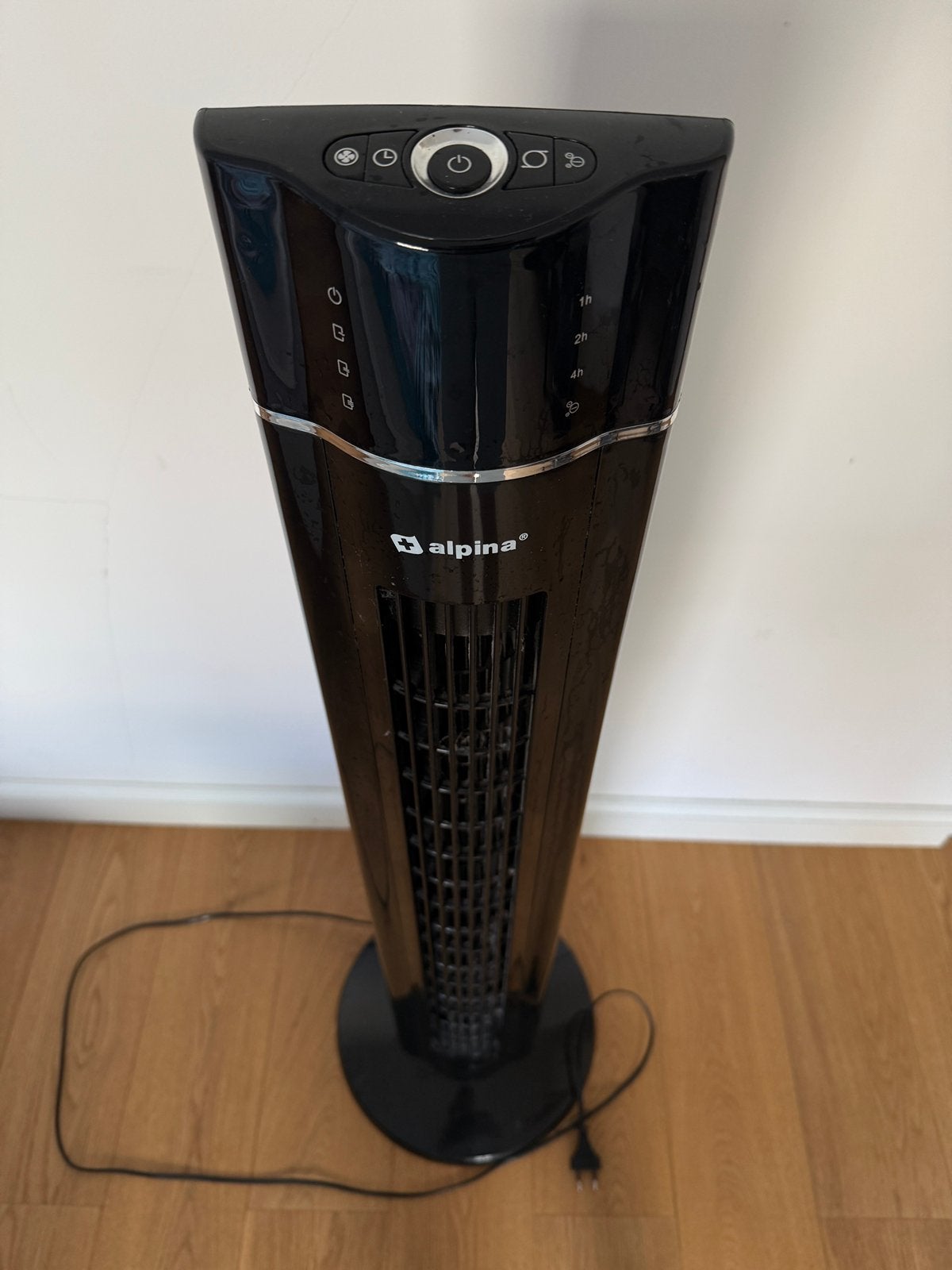 Black Alpina tower fan, ventilator 60W, Ophalen, Gebruikt, Tafelventilator
