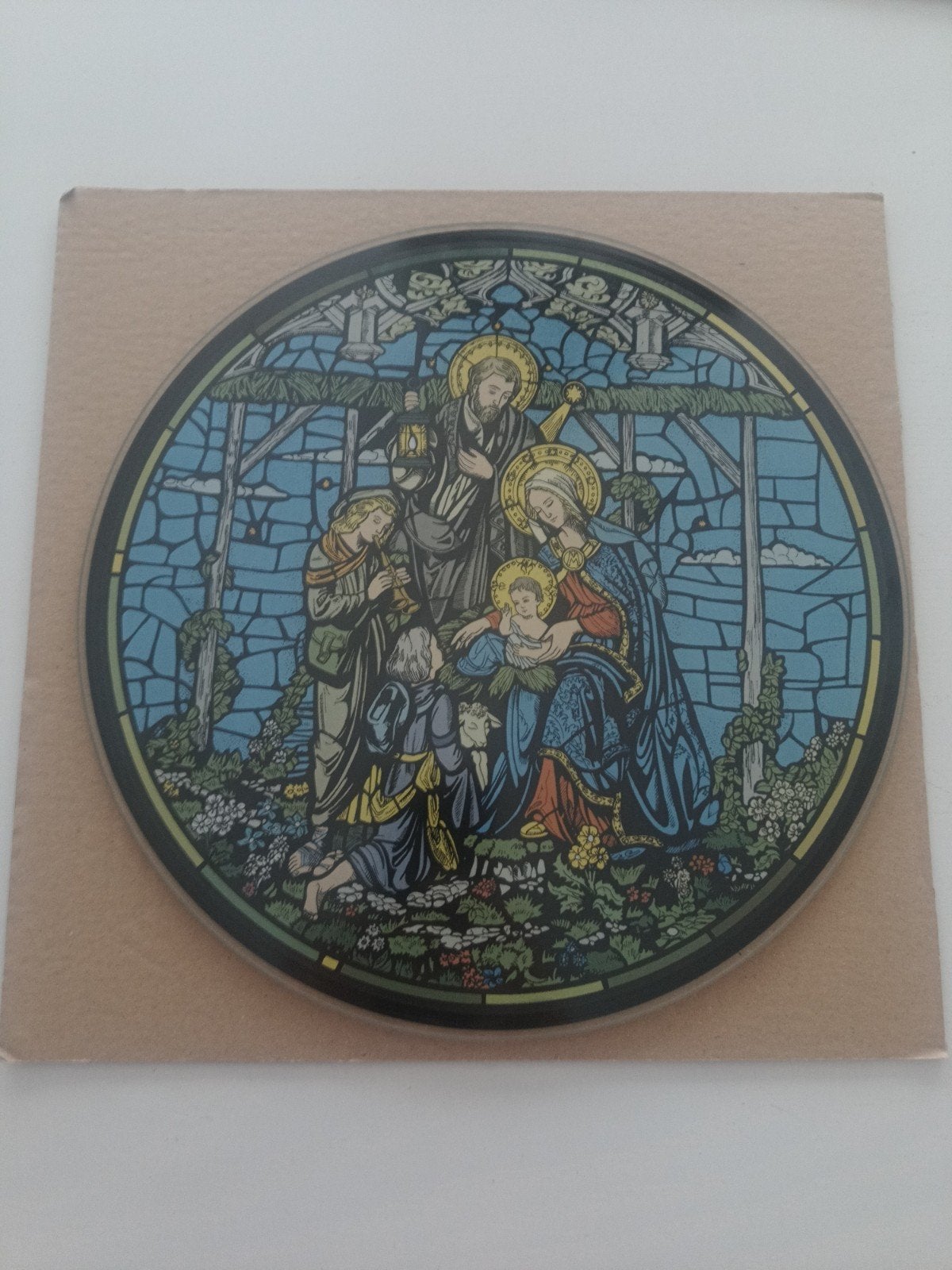 Vintage kerstbord 1992 "Nativity of love", Ophalen of Verzenden