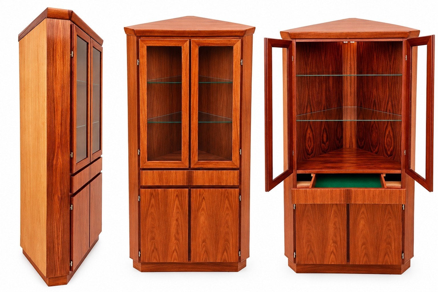 Vintage Deens design hoge hoekkast, teak hout, mid-century, Teakhout, Gebruikt, ., Met lade(s)
