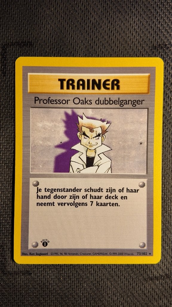 Impostor Professor Oak 73 Base 1st Ed | Pokemon kaart, Ophalen, Zo goed als nieuw, Losse kaart