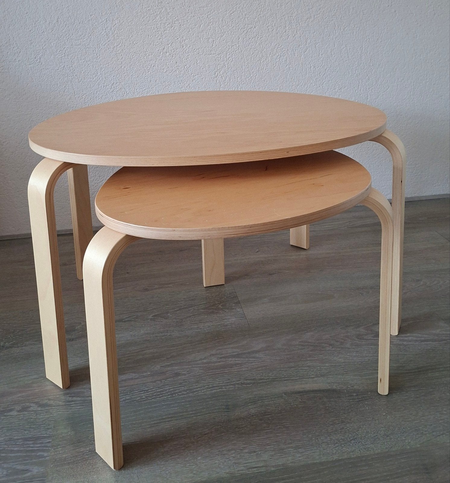 Vintage Ikea tafeltjes, Minder dan 55 cm, Gebruikt, Ovaal, Ophalen