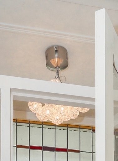 hanglamp met 12 draadbollen, zilverkleurig, Ophalen of Verzenden, Gebruikt, Metaal, G4