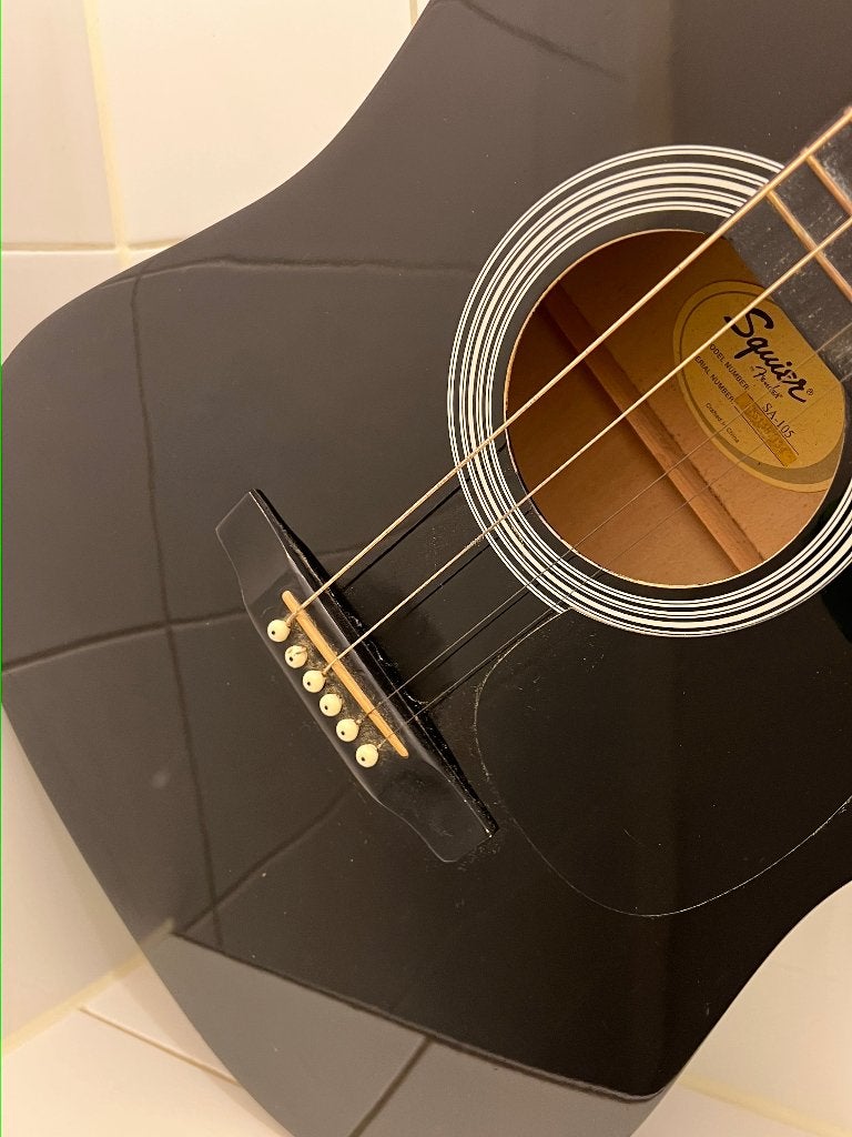 Squier by Fender SA-105 Zwart, Ophalen, Gebruikt, Western- of Steelstringgitaar