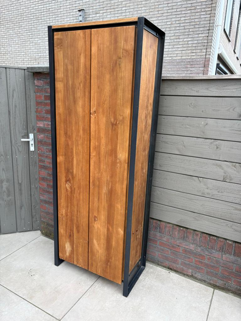 D-Bodhi Fendy Industriële legkast kast met staal en teakhout, Ophalen, Teakhout, 200 cm of meer, 50 tot 100 cm
