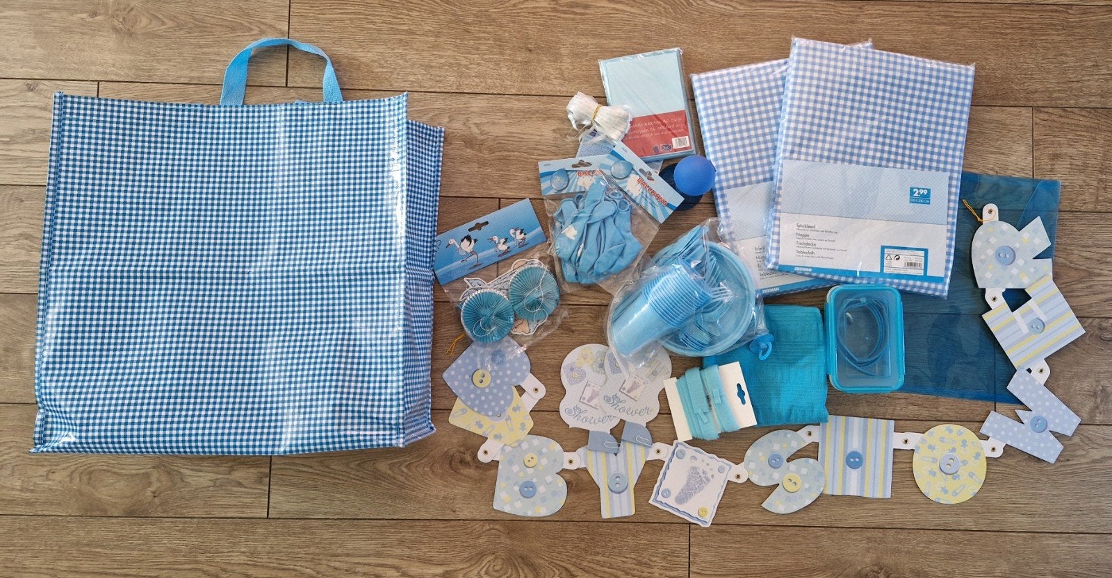 Baby Shower Versiering Jongen Set Blauw, Ophalen of Verzenden, Nieuw, Versiering, Geboorte of Huwelijk