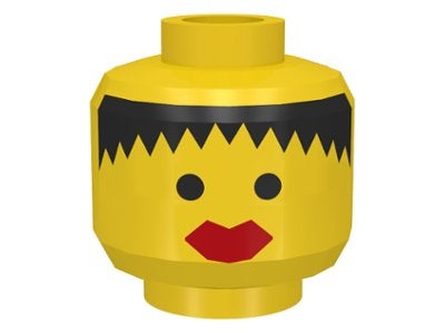 Lego Minifigure, Head Female Black Hair Messy,Thick Red Lips, Gebruikt, Lego, Ophalen of Verzenden, Minifiguur
