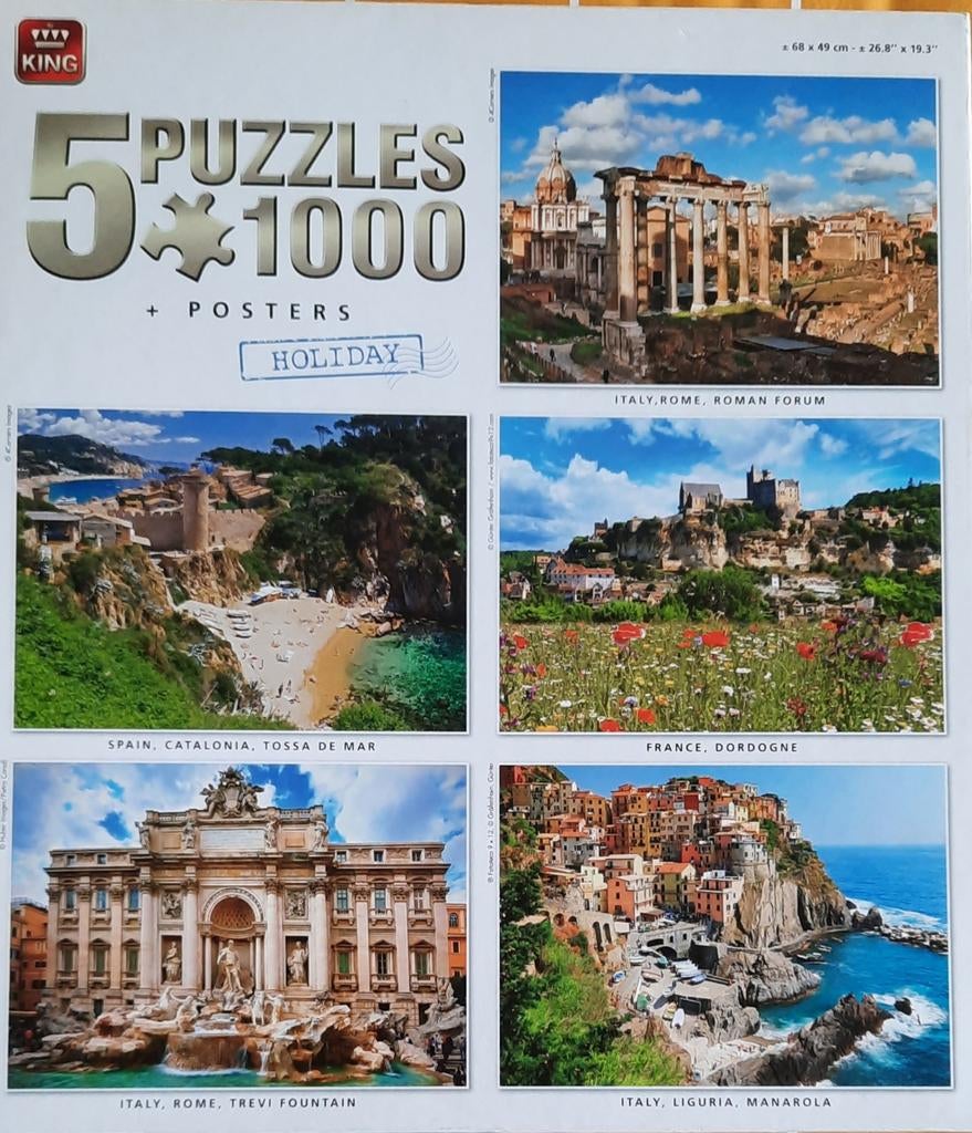 King puzzels 5 in 1  1000 stukjes, Hobby en Vrije tijd, Denksport en Puzzels, Ophalen, 500 t/m 1500 stukjes, Zo goed als nieuw