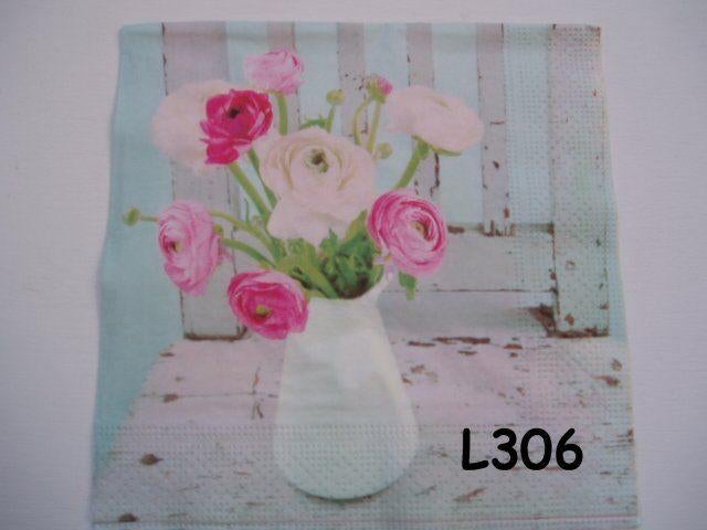 OPRUIMING servetten decoupage * ranonkels bloemen L306 – 13x, Verzenden, Nieuw