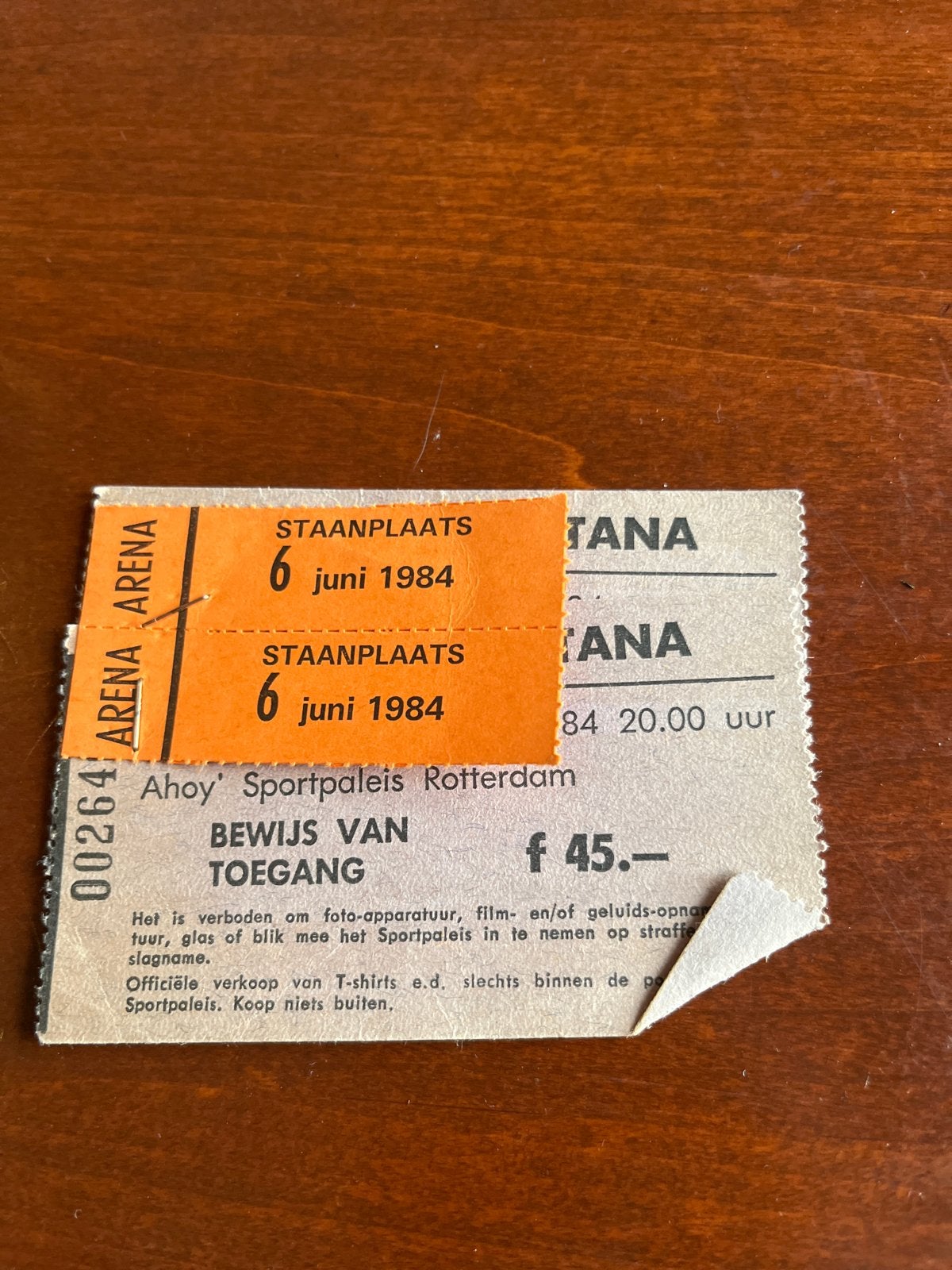1984 ticket bob dylan / santana, Tickets en Kaartjes