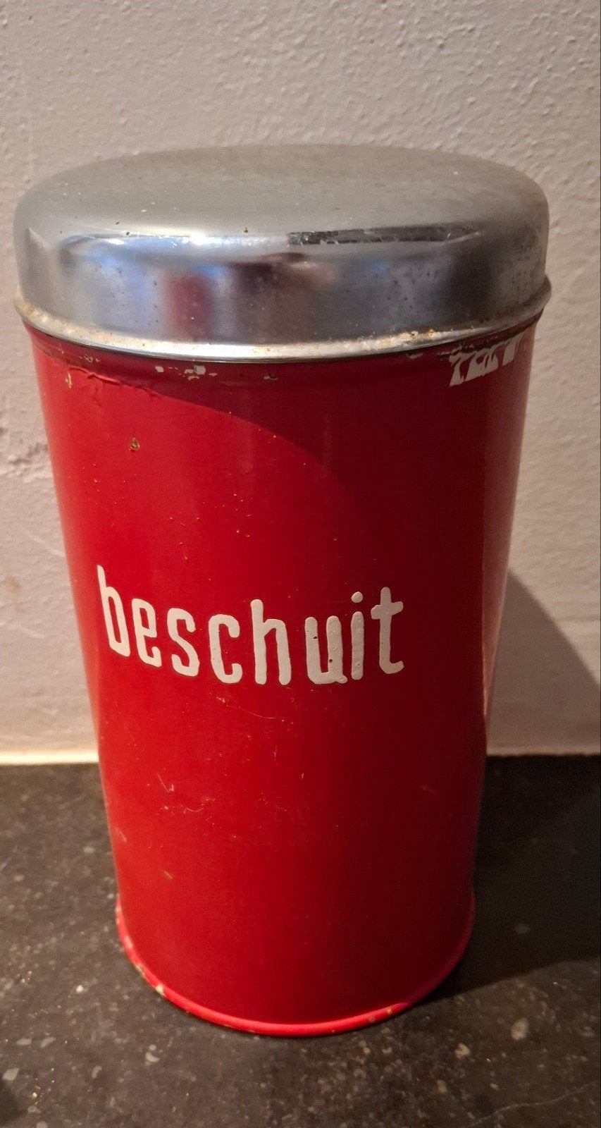 Vintage rode beschuitbus, Ophalen of Verzenden