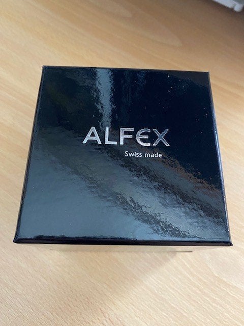 ALFEX horloge, Leer, Polshorloge, Zo goed als nieuw, Zilver