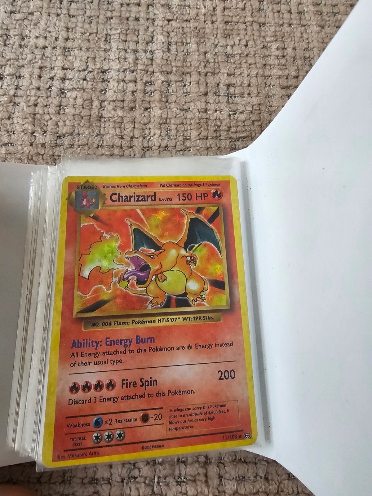 Zeldzame Charizard Pokémonkaart - 150 HP, Ophalen of Verzenden, Gebruikt, Losse kaart