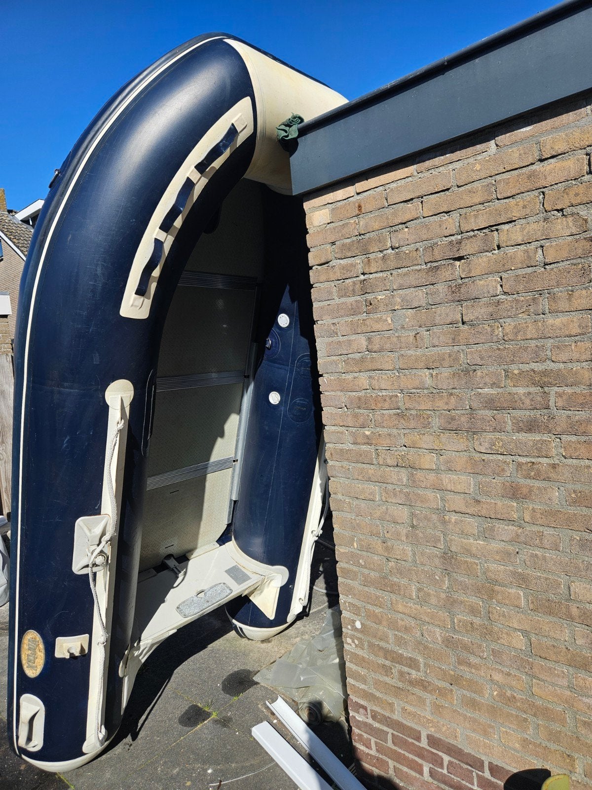 Leuke rubberboot met kunststof achterkant en bodem, Watersport en Boten, Ophalen, Gebruikt