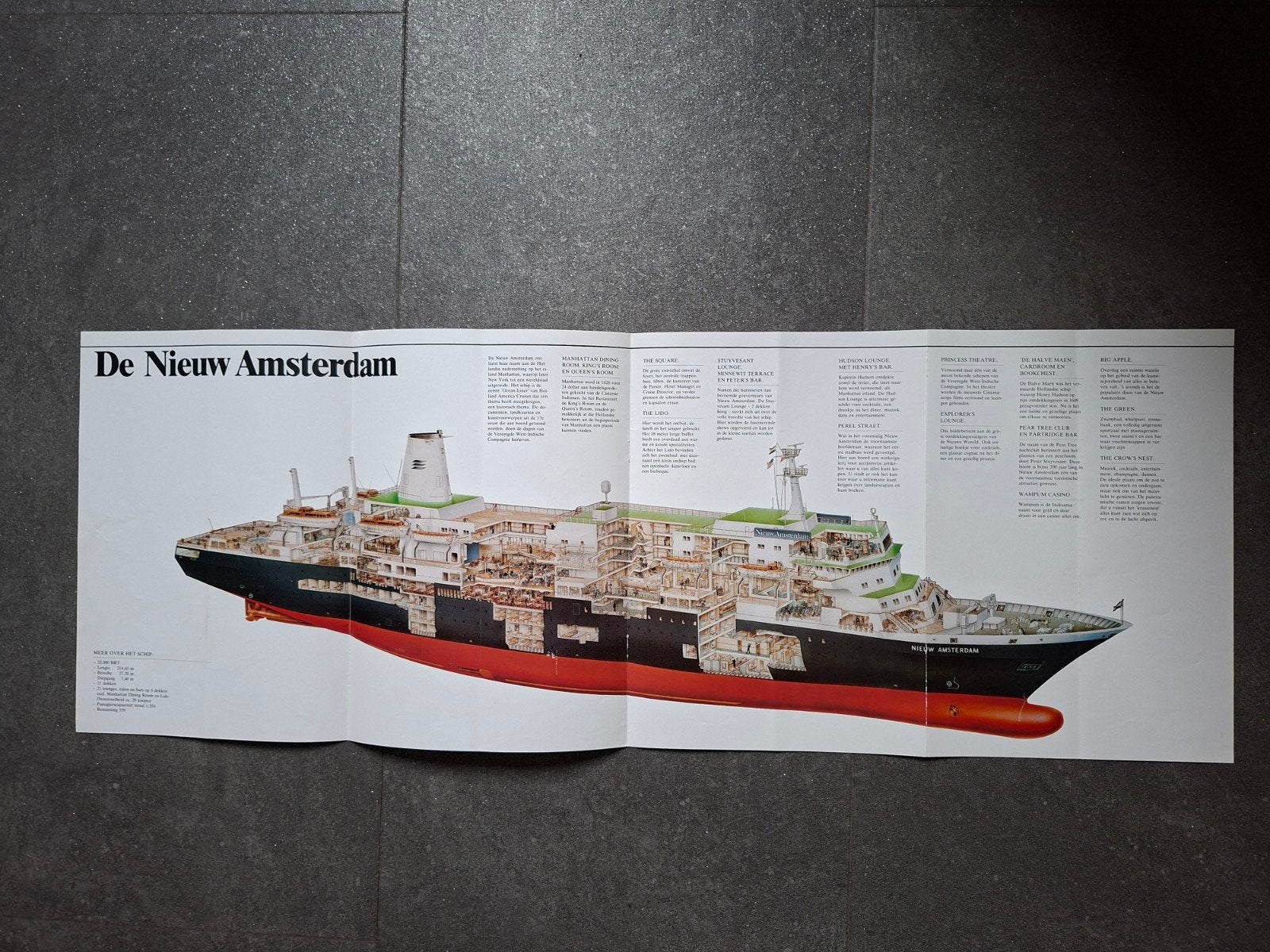 Poster Nieuw Amsterdam Holland Amerika Lijn, Ophalen of Verzenden, Kaart, Foto of Prent