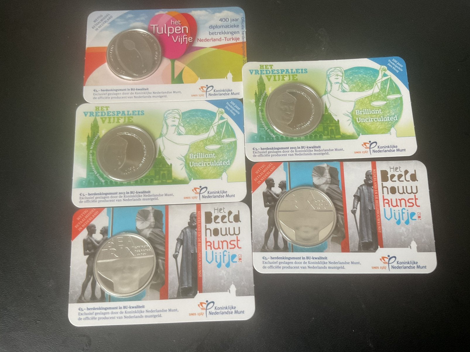 Coincards 5 stuks in BU kwaliteit, Ophalen of Verzenden, Losse munt
