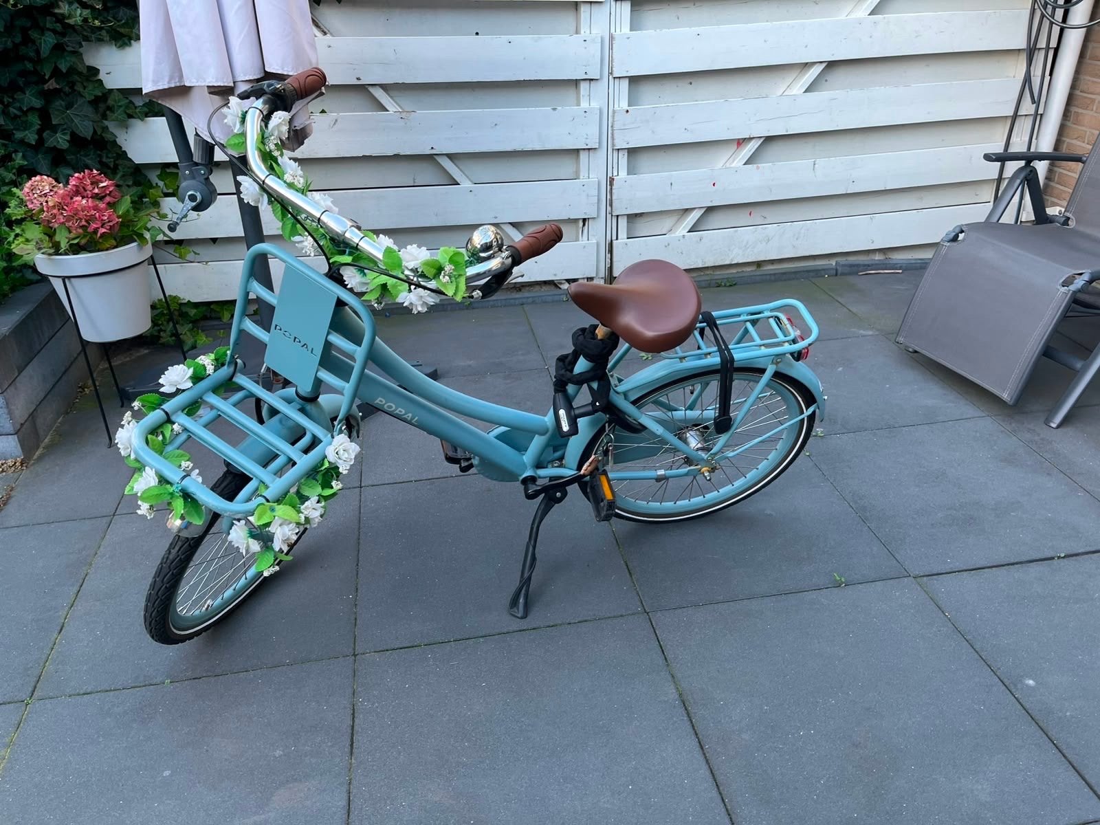 Popal Daily Dutch Basic kinderfiets matblauw 22 inch, Ophalen, Gebruikt, 20 inch of meer