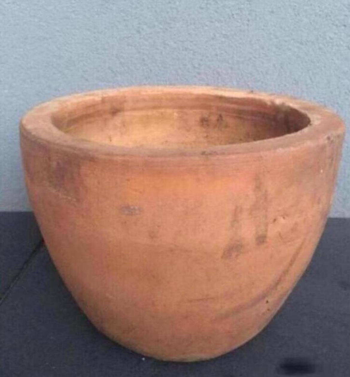 Unieke antieke oud Hollandse terracotta bloempot 28,5cm, Gebruikt, Rond, Binnen, Minder dan 40 cm