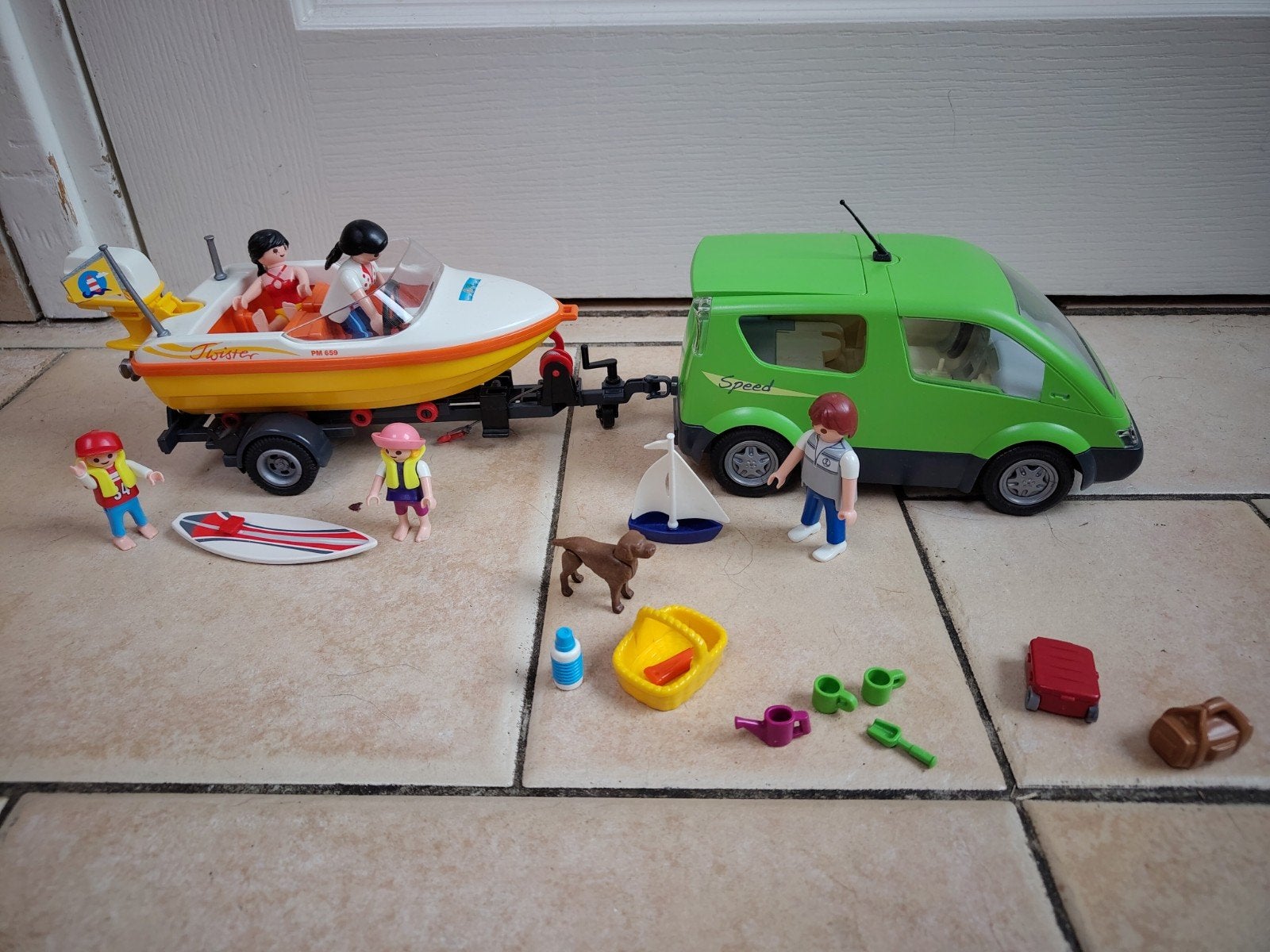 Playmobil wagen met speedboot nr 3144, Ophalen of Verzenden, Zo goed als nieuw