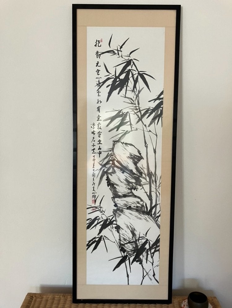 Decoratief Zen penseel schilderij met merkstempels, Ophalen, Minder dan 50 cm, Nieuw, Schilderij