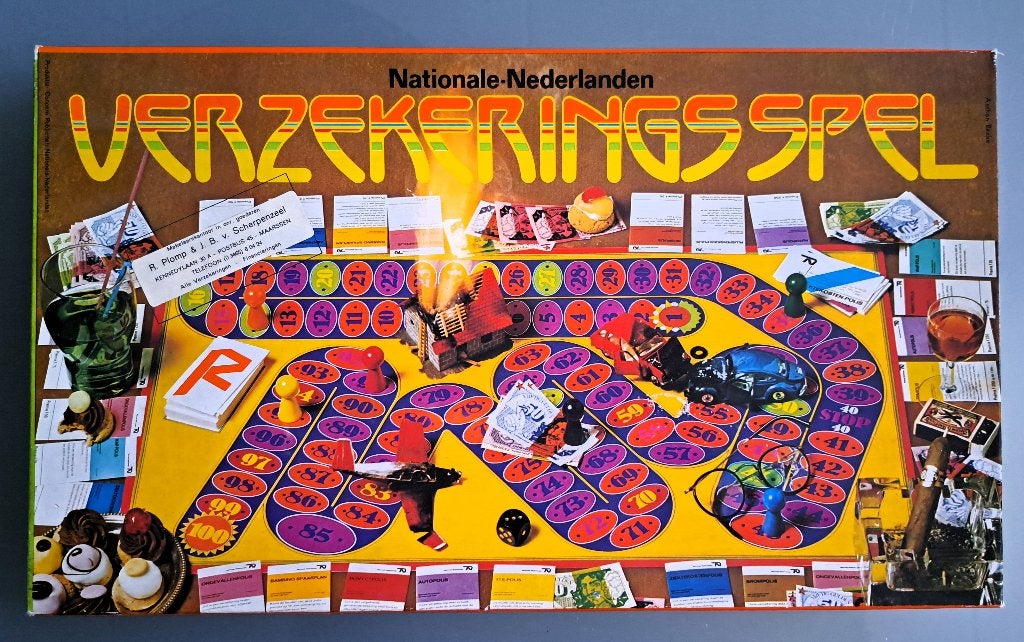 Spel: Vintage Nationale-Nederlanden Verzekeringsspel (1962), Hobby en Vrije tijd, Gezelschapsspellen | Bordspellen, Ophalen, Zo goed als nieuw