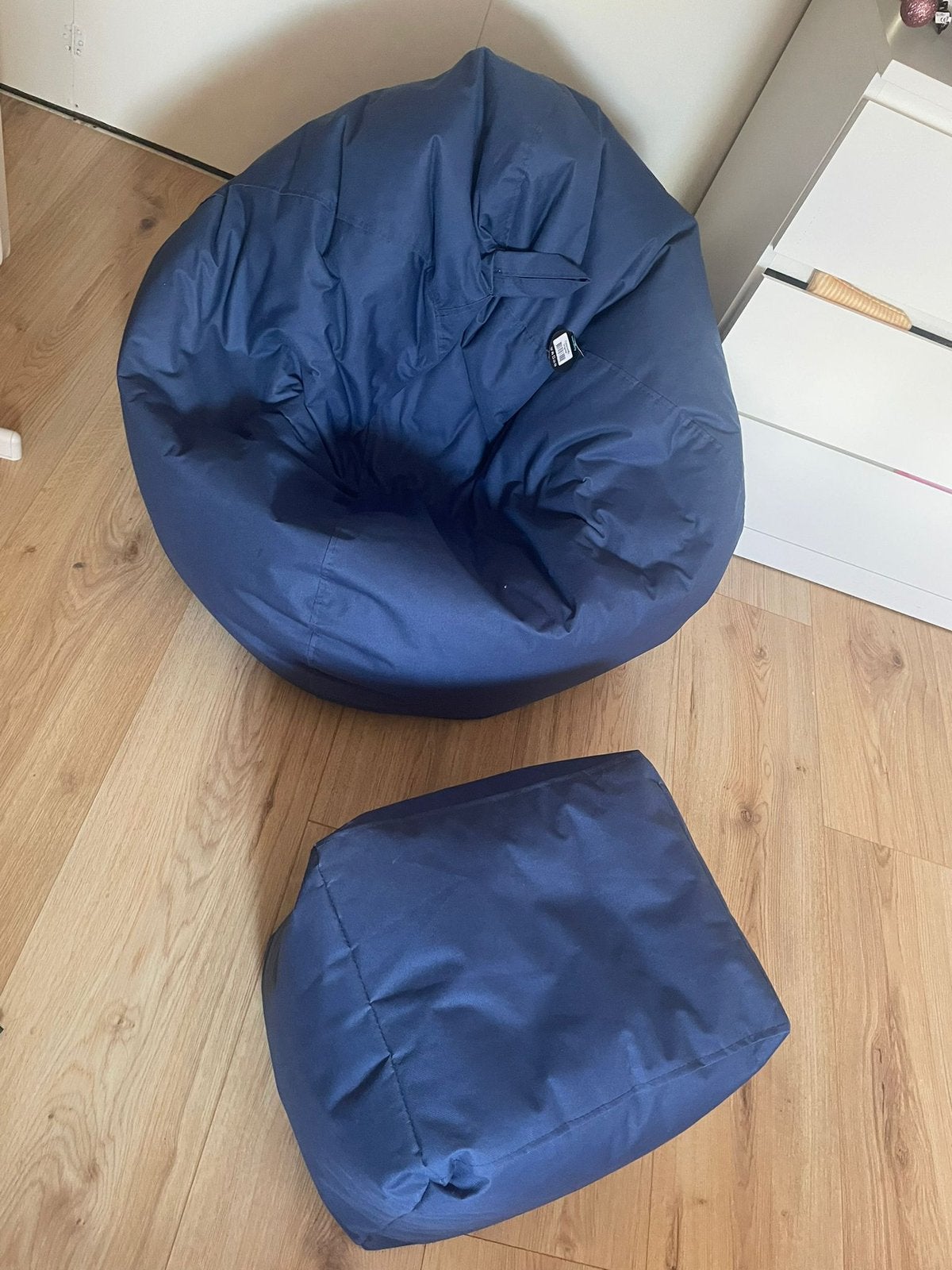 Zitzak met poefje, Ophalen, Zo goed als nieuw, Blauw, Zitzak