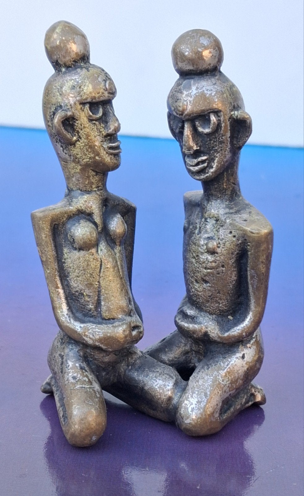 Bronzen fetisj. Afrika. Man/vrouw. 6.5 cm., 6 cm, Afrika, Goud, Handgemaakt