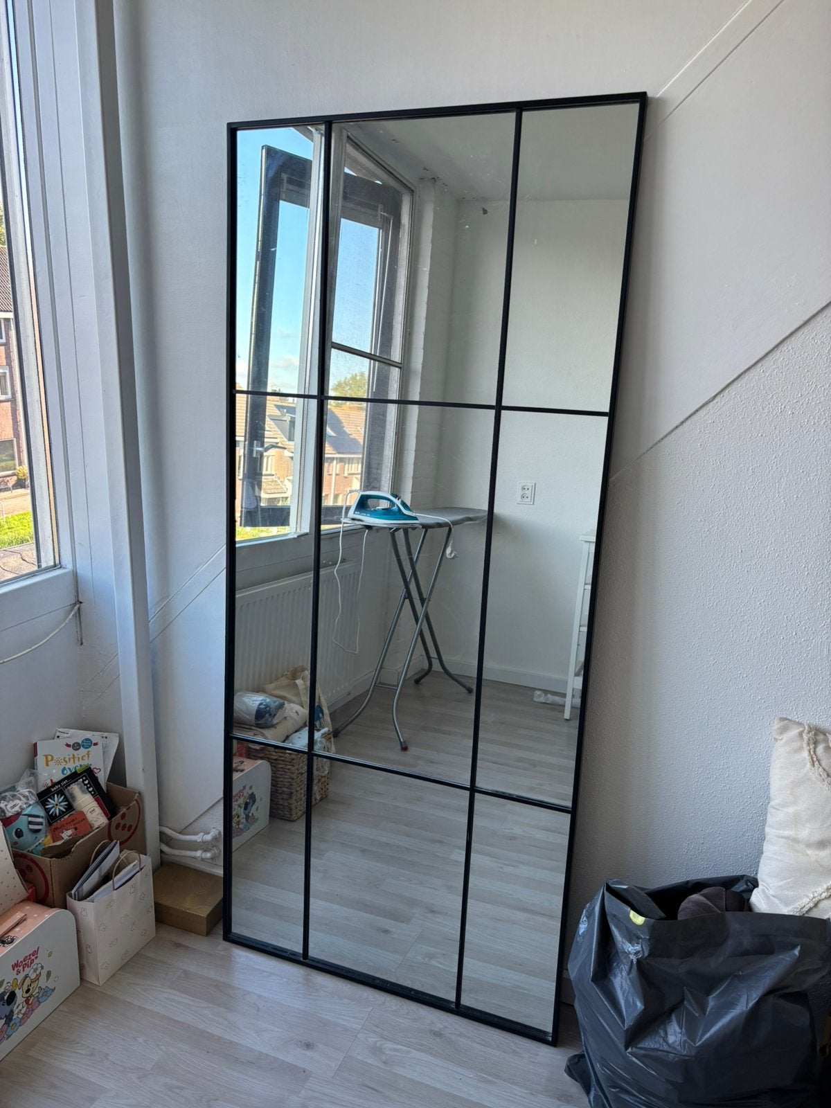 Spiegel met zwarte lijst 180x80cm, Ophalen, Zo goed als nieuw, 75 tot 100 cm, 150 tot 200 cm