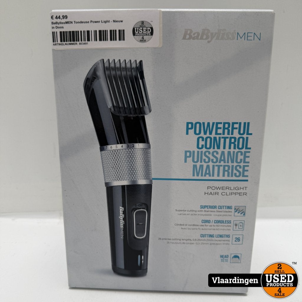 Babyliss Men Tondeuse Power Light | Nieuw in Doos, Braun, Gebruikt, https://www.braunhousehold.com/nl-nl/contact, Frankfurter StraÃŸe 145, 61476 Kronberg im Taunus, Duitsland
