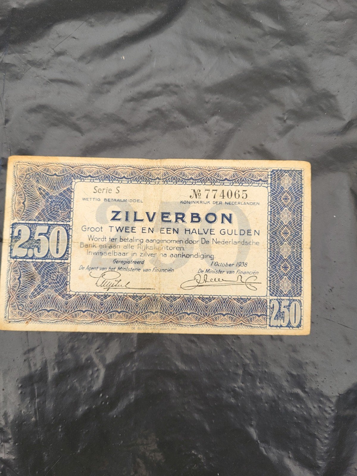 Zilverbon Twee En Een Halve Gulden Serie S (B1), Postzegels en Munten, Ophalen of Verzenden