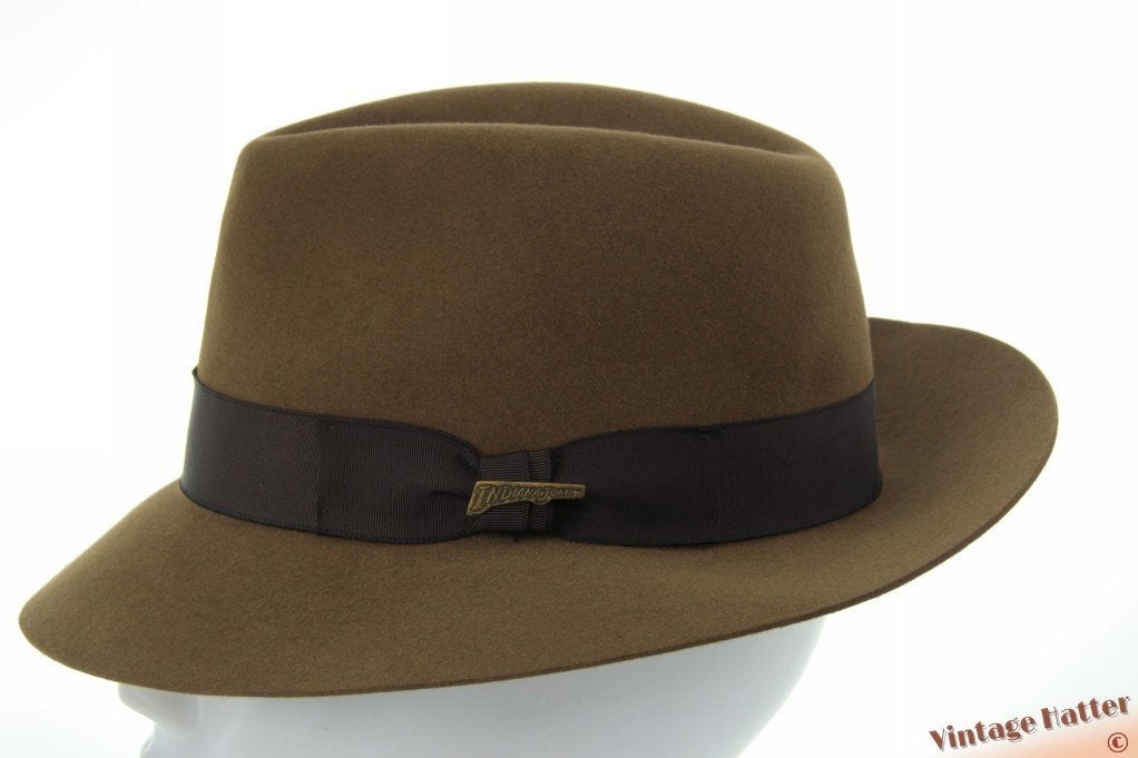 Vintage Gleufhoed Indiana Jones kaki bruin vilt 58 als nieuw, Hoed, Ophalen of Verzenden, 58 of 59 cm (L, 7¼ of ⅜ inch), Indiana Jones - Authentic