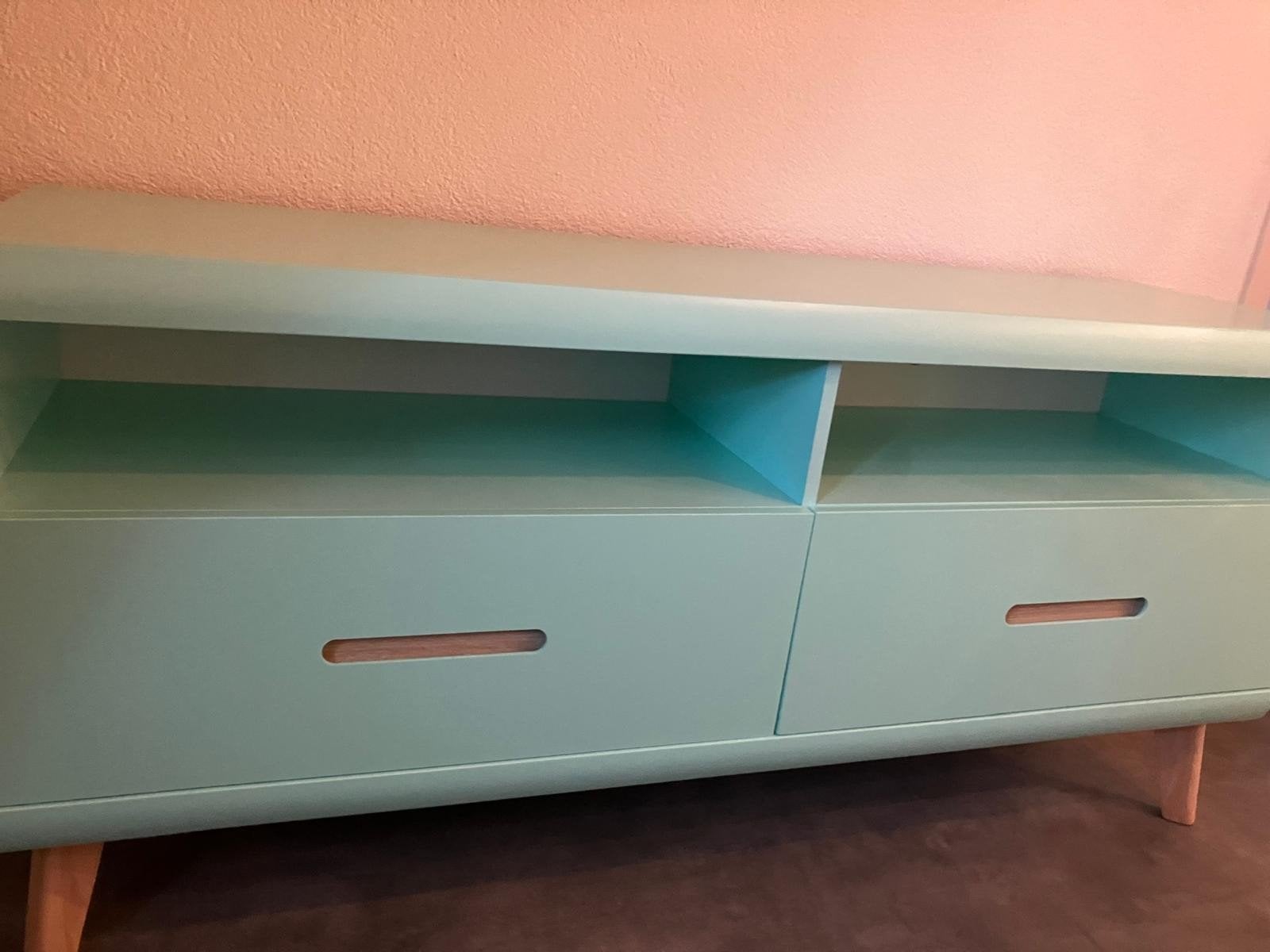 Mintgroen TV-meubel  - 145x69,6x42 cm, Ophalen, Gebruikt, 100 tot 150 cm, Minder dan 100 cm