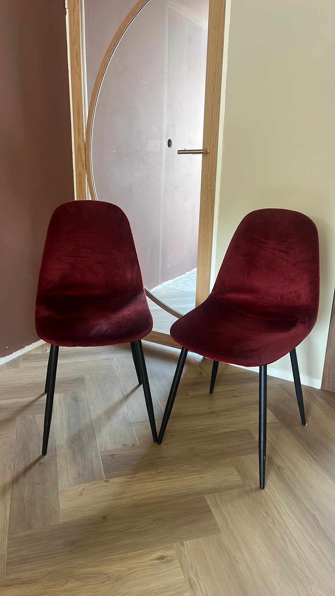 Twee bordeaux rode velvet stoelen, Ophalen, Gebruikt, Rood, Twee