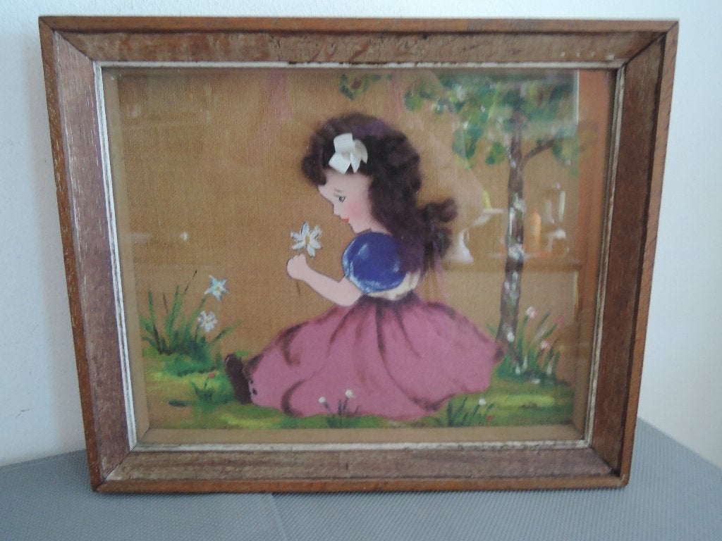 Oude lijst met stof en "haar" achter glas, Huis en Inrichting, Woonaccessoires | Lijsten, Minder dan 50 cm, Ophalen of Verzenden