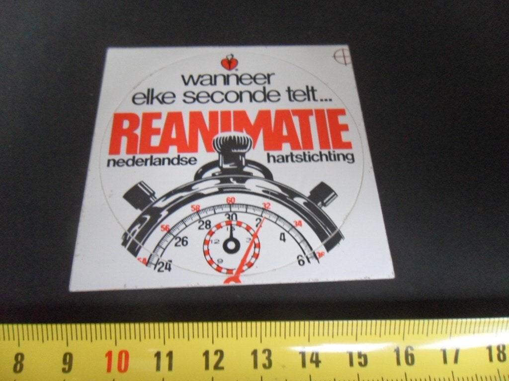 sticker Nederlandse Hartstichting REANIMATIE, Verzamelen, Ophalen, Zo goed als nieuw
